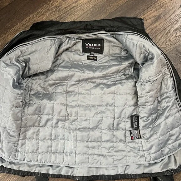 Y2k Wilsons Leather‎ Cropped Moto Jacket Thinsulate Woman M Black Belted Vtg 90s - Picture 12 of 15